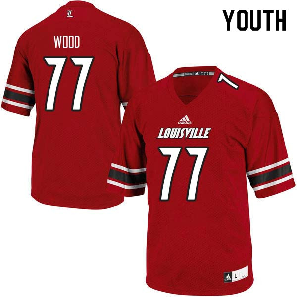 Youth Louisville Cardinals #77 Eric Wood College Football Jerseys Sale-Red